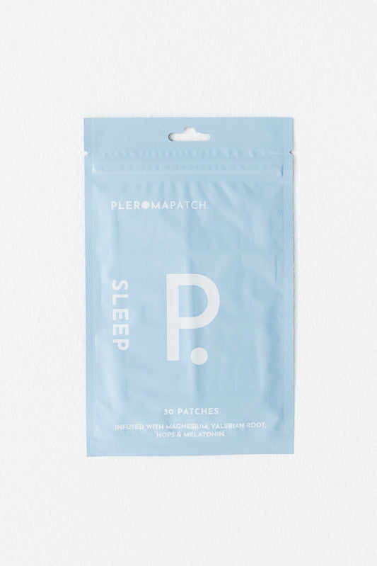 A packaged sleep aid patch with the brand logo visible on the front, labeled 'P'