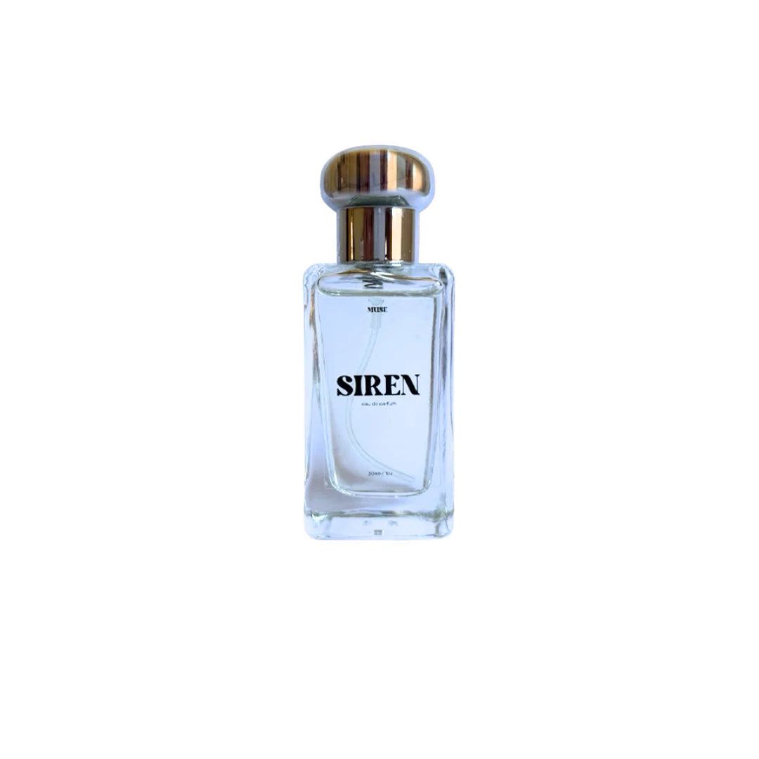 Perfume bottle labeled 'Siren' on a white background
