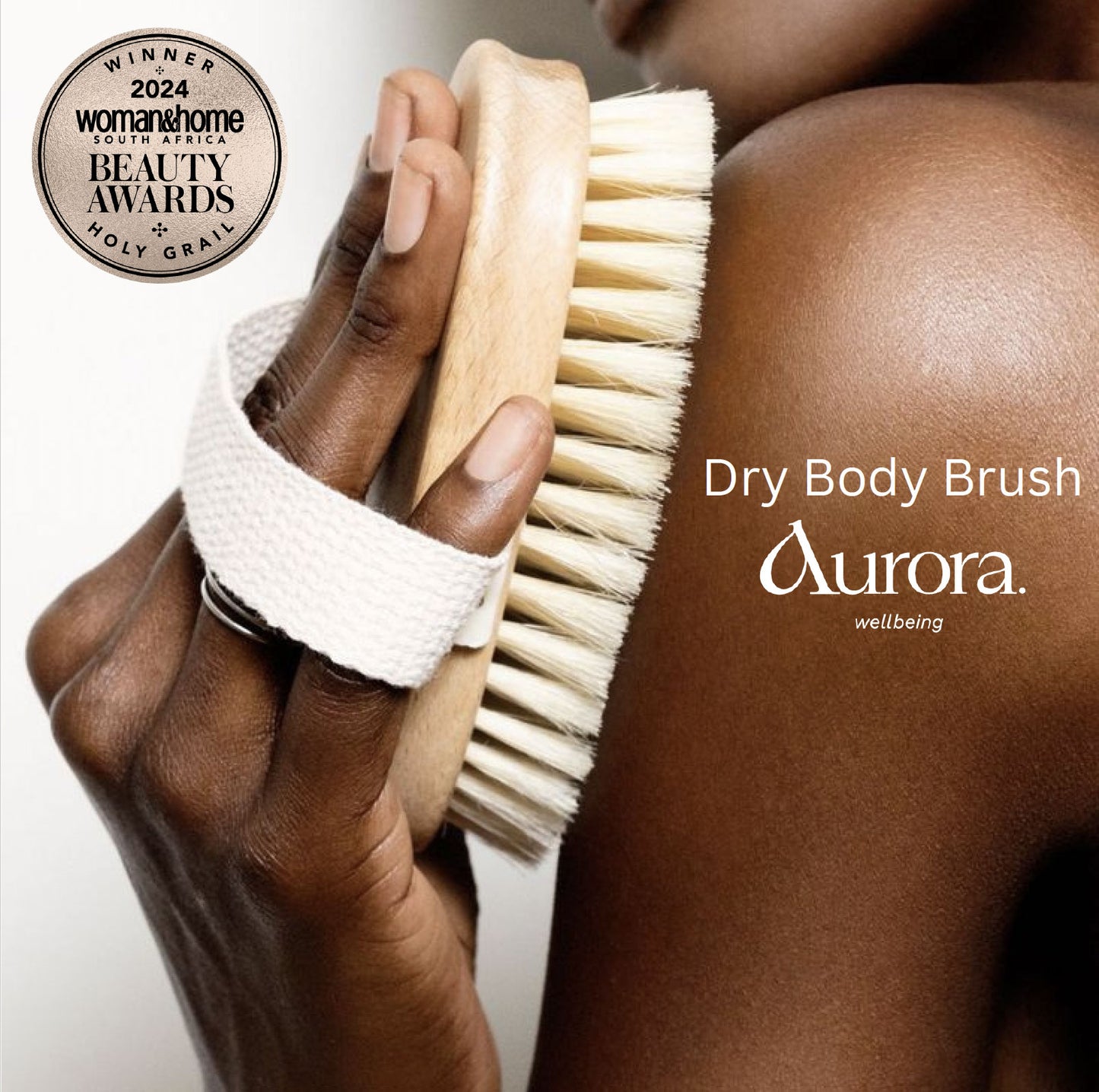 Aurora Wellbeing dry body brush with natural bristles for glowing skin