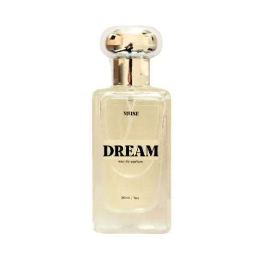Perfume bottle labeled 'Dream' on a white background